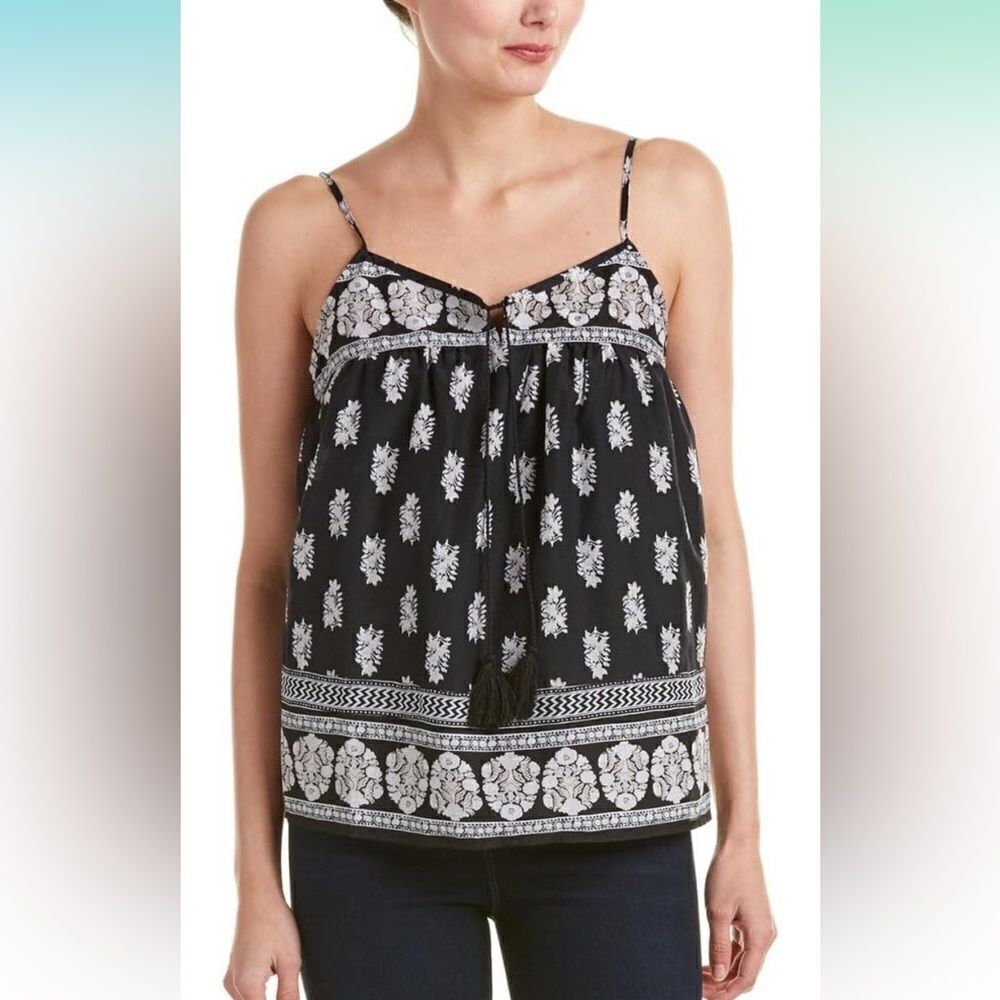 Joie- women’s Chatham silk cotton Black and white boho top- Size medium